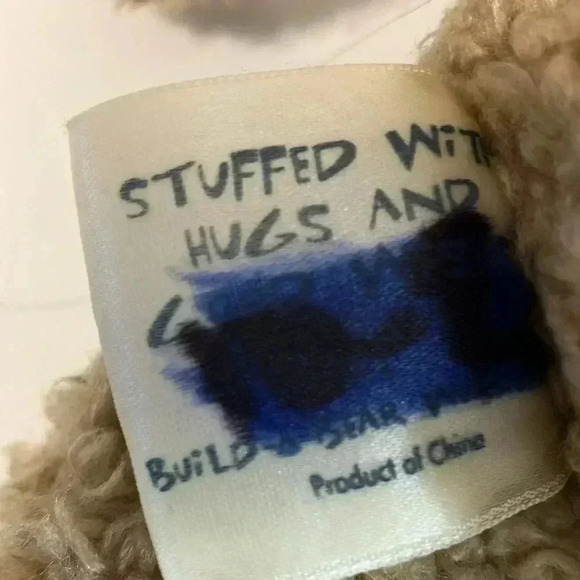 Build A Bear Workshop Retired 1997 15" Curly Tan Teddy Bear Black Leather Paws. - Picture 8 of 8